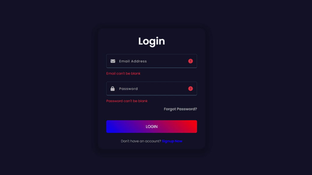 Login Form Validation