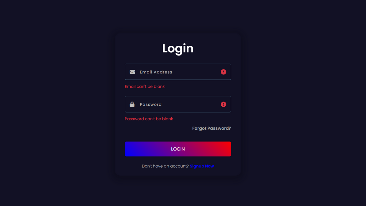 Login Form Validation